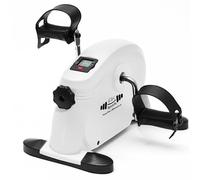FK Sports Pedal Exerciser, Mini Exercise Bike with Digital Display, Pedal Sit Down Under Desk Bike for Leg Arm Foot, Small Cycle Equipment for Home (White)