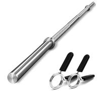 FK Sports Standard 1" Chrome Barbell 4ft, 5ft, 6ft, 7ft Weight Lifting Bar with 2 Collars, Weight Plates 1" Center Holes, Anti-Slip Knurled Grip, Heavy-Duty Steel for Strength & Home Gym