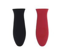 Fkereg 2 Pack Silicone Handle for Cast Iron Skillet, Non Slip Rubber Pan Handle Covers, Heat Resistant Hot Handle Holder Sleeve Grip Potholder for Pots and Pans, Kitchen Cookware (Black & Red)