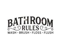 Fkereg Bathroom Wall Decals, Adhesive 3D Acrylic Mirror Bathroom Wall Sticker, Removable Lettering Bathroom Rules Wash Brush Floss Flush Wall Decor, Mirror Wall Art Decals Peel and Stick (Black)