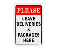 Fkereg Please Leave Packages Here Sign, 8 x 12 Inch Delivery Signs for Packages, Delivery Instructions for My Orders, Aluminum Place Sign for Delivery Drivers Delivery Box Home Outdoor Outside Use