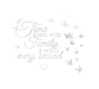 Fkereg Time Spent with Family is Worth Every Second Mirror Wall Decal, 3D Acrylic Butterfly Wall Stencils Peel and Stick, Vinyl Wall Stickers Motivation Lettering Saying Wall Art Home Decor, Silver