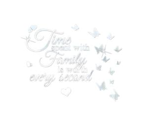 Fkereg Time Spent with Family is Worth Every Second Mirror Wall Decal, 3D Acrylic Butterfly Wall Stencils Peel and Stick, Vinyl Wall Stickers Motivation Lettering Saying Wall Art Home Decor, Silver