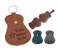 FKF Guitar Pick Case with Name Custom Text on The Guitar-Shaped Guitar Pick Holder Picks Storage Bag Personalized Gifts for Guitar Lovers Men Women Dad (White)