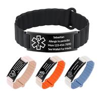 FKF Medical Alert Bracelet Personalized Medical ID Bracelet Custom Emergency Medic Bracelets with Name Text Engraved Medic Info Logo Photo Gifts for Men Women (medical id bracelet)