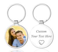 FKF Personalized Keyring with Picture Custom Engraving Text Photo Keyrings Anniversary Memorial Keychain Gifts for Him Men Boyfriend Dad (Garden)