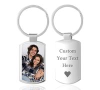 FKF Personalized Keyring with Picture Custom Engraving Text Photo Keyrings Anniversary Memorial Keychain Gifts for Him Men Boyfriend Dad (Rectangular)