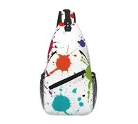 FKGKDF Abstract Paint Splashes Print Adjustable And Padded Shoulder Strap Chest Bag, Sling Bag For Travel, Work & Daily Use