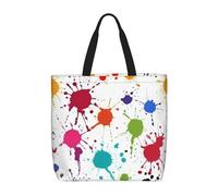 FKGKDF Abstract Paint Splashes Print Tote Bags, Large Capacity Zipper Shoulder Bag, For Shopping, Work, Daily