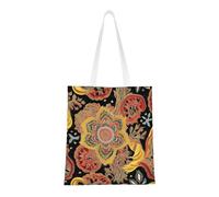 FKGKDF African Textile Patchwork Print Polyester Canvas Tote Bag, Shopping Bag With Reinforced Handles, Reusable
