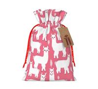 FKGKDF Alpaca Llama Print Christmas Drawstring Present Bag, Reusable Holiday Goodie Bag For Presents