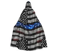 FKGKDF American Blue Line Flag Print Halloween Cloak, Carnival Cape For Theme Parties, Haunted Houses And Cosplay
