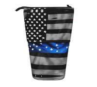 FKGKDF American Blue Line Flag Print Telescopic Pencil Case Portable for Office