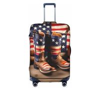 FKGKDF American Flag With Cowboy Boots Print Luggage Cover For Suitcases, Travel Case Protector, Simple & Convenient Installation, White, XL, Fashion
