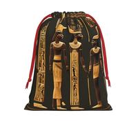 FKGKDF Ancient Egyptian Hieroglyph Print Drawstring Present Bag, Reusable Storage Pouch For Christmas Holidays And Daily