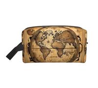 FKGKDF Ancient World Map Globe Printing Travel Cosmetic Bag Organizer, Large Capacity Storage For Cosmetics, Toiletries