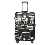 FKGKDF Barber Shop Monochrome Style Print Luggage Cover For Suitcases, Travel Case Protector, Simple & Convenient Installation, White, Medium, Fashion