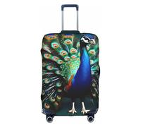 FKGKDF Beautiful Peacock Print Luggage Cover For Suitcases, Travel Case Protector, Simple & Convenient Installation, White, S, Fashion