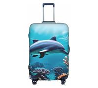FKGKDF Beautiful Underwater World Dolphin Print Luggage Cover for Suitcases Travel Cover Protector Simple and Convenient Installation, white, L, Fashion