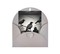 FKGKDF Black Crow Birds On A Branch Print Greeting Card, Pearl Paper With Envelope, For Christmas/Birthday/Valentine'S Day
