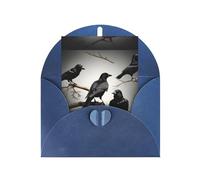 FKGKDF Black Crow Birds On A Branch Print Greeting Card, Pearl Paper With Envelope, For Christmas/Birthday/Valentine'S Day