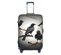 FKGKDF Black Raven on a Branch Print Luggage Cover for Suitcases Travel Cover Protector Simple and Convenient Installation, white, M, Fashion