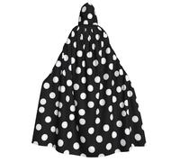 FKGKDF Black & White Big Dot Print Adult Halloween Hooded Cloak, Hood & Bow Tie, For Cosplay/Trick-Or-Treat