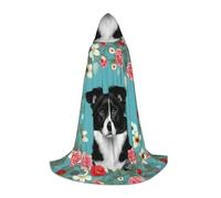 FKGKDF Border Collie Florals Print Unisex Hooded Cape, Thoughtful Present For Halloween/Cosplay Lovers/Theme Parties