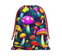 FKGKDF Bright Mushrooms Art Print Drawstring Present Bag, Reusable Storage Pouch For Christmas Holidays And Daily