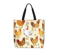 FKGKDF Brood Of Chickens Print Tote Bags, Large Capacity Zipper Shoulder Bag, For Shopping, Work, Daily