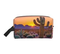 FKGKDF Cactus Desert Sunsets Print Travel Cosmetic Bag Organizer, Large Capacity Storage For Cosmetics, Toiletries