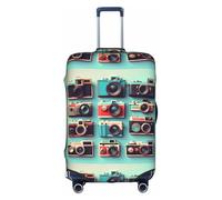 FKGKDF Cool Camera Collection Retro Print Luggage Cover Suitcases Travel Cover Protector Simple Convenient Installation, white, XL, Fashion