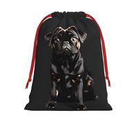 FKGKDF Cute Black Pug Dog-Standard-Scale-2_00x Print Drawstring Present Bag, Reusable Storage Pouch For Christmas Holidays And Daily