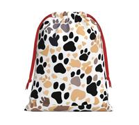 FKGKDF Cute Dog Paw Prints Print Drawstring Present Bag, Reusable Storage Pouch For Christmas Holidays And Daily