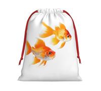 FKGKDF Cute Goldfishes Print Drawstring Present Bag, Reusable Storage Pouch For Christmas Holidays And Daily