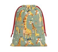 FKGKDF Cute Wild Cartoon Giraffes Print Drawstring Present Bag, Reusable Storage Pouch For Christmas Holidays And Daily