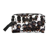 FKGKDF Dachshund Weiner Pet Dog Print Travel Toilet Organizer Bag, Large Capacity Storage For Cosmetics, Toiletries