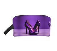 FKGKDF Elegant Purple High Heels Lipstick Print Travel Cosmetic Organizer Large Capacity Storage For Cosmetics, Toiletries