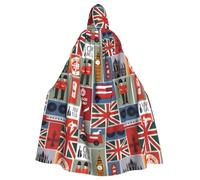 FKGKDF England Symbols Print Halloween Cloak, Carnival Cape For Theme Parties, Haunted Houses And Cosplay