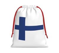 FKGKDF Finnish Flag Print Drawstring Present Bag, Reusable Storage Pouch For Christmas Holidays And Daily