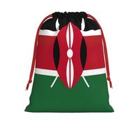 FKGKDF Flag Of Kenya Print Drawstring Present Bag, Reusable Storage Pouch For Christmas Holidays And Daily
