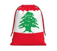 FKGKDF Flag Of Lebanon Print Drawstring Present Bag, Reusable Storage Pouch For Christmas Holidays And Daily