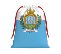 FKGKDF Flag Of San Marino Print Drawstring Present Bag, Reusable Storage Pouch For Christmas Holidays And Daily