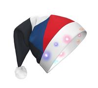 FKGKDF Flag Of The Czech Republic Print Led Christmas Hat Decorations, Unisex Xmas Hat For Holiday Parties Supplies