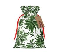 FKGKDF Flowering Herbs And Herbaceous Plants Print Christmas Drawstring Present Bag, Reusable Holiday Goodie Bag For Presents
