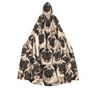 FKGKDF Funny Pug Pattern Print Halloween Cloak, Carnival Cape For Theme Parties, Haunted Houses And Cosplay