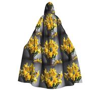 FKGKDF Gothic Daffodil Bouquet Cloak Masquerade Costume Carnival Cloak Cape for Cosplay Costume Party