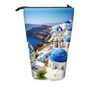 FKGKDF Greek Island Sea View Print Telescopic Pencil Case Portable Office Bag