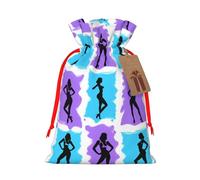 FKGKDF Gymnastics Game Print Christmas Drawstring Present Bag, Reusable Holiday Goodie Bag For Presents