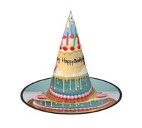 FKGKDF Happy Birthday Big Cake Print Halloween Hat, Lightweight For Halloween Party/Carnival, One Size Fits Most